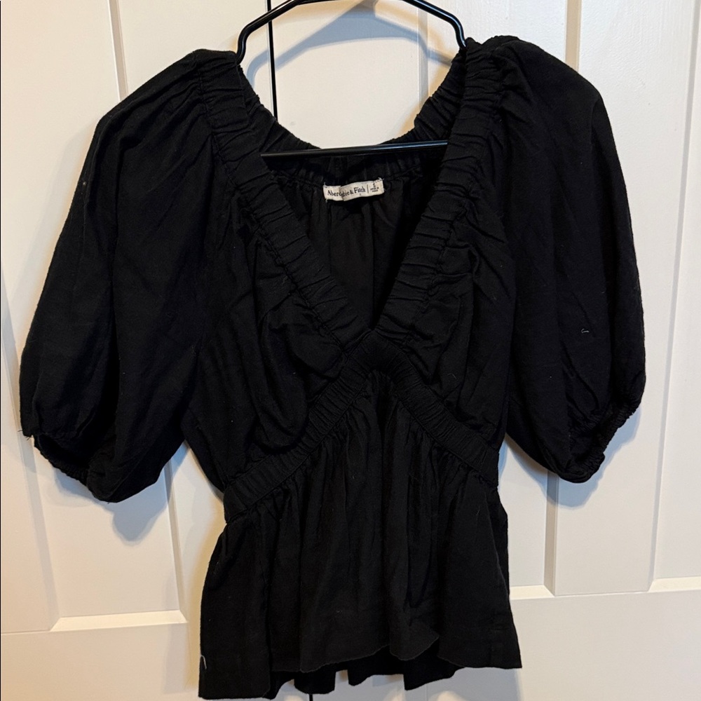 Abercrombie & Fitch Black Ruched Blouse